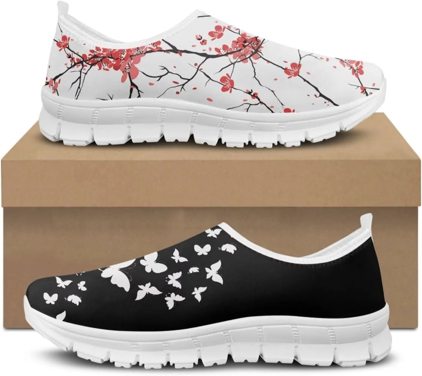 Coloranimal Flats for Women Slip On Shoes Causal Womens Loafers Walking Shoes Lightweight Mesh Athletic Shoes with Anti Skid Sole