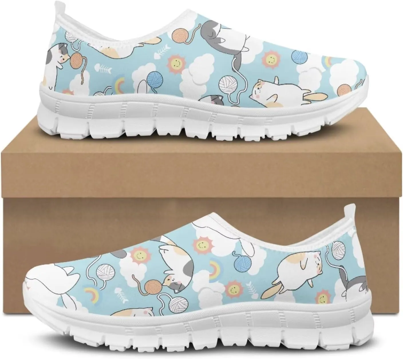 Coloranimal Flats for Women Walking Shoes Womens Loafers Slip On Shoes Travel Shoes with Anti Skid Sole Cute Watre Shoes Casual Flats