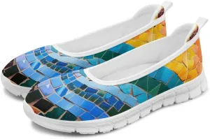 Coloranimal Loafers for Women Flat Shoes Walking Running Shoes Slip On Shoes Mesh Athletic Shoes Lightweight Womens Travel Shoes