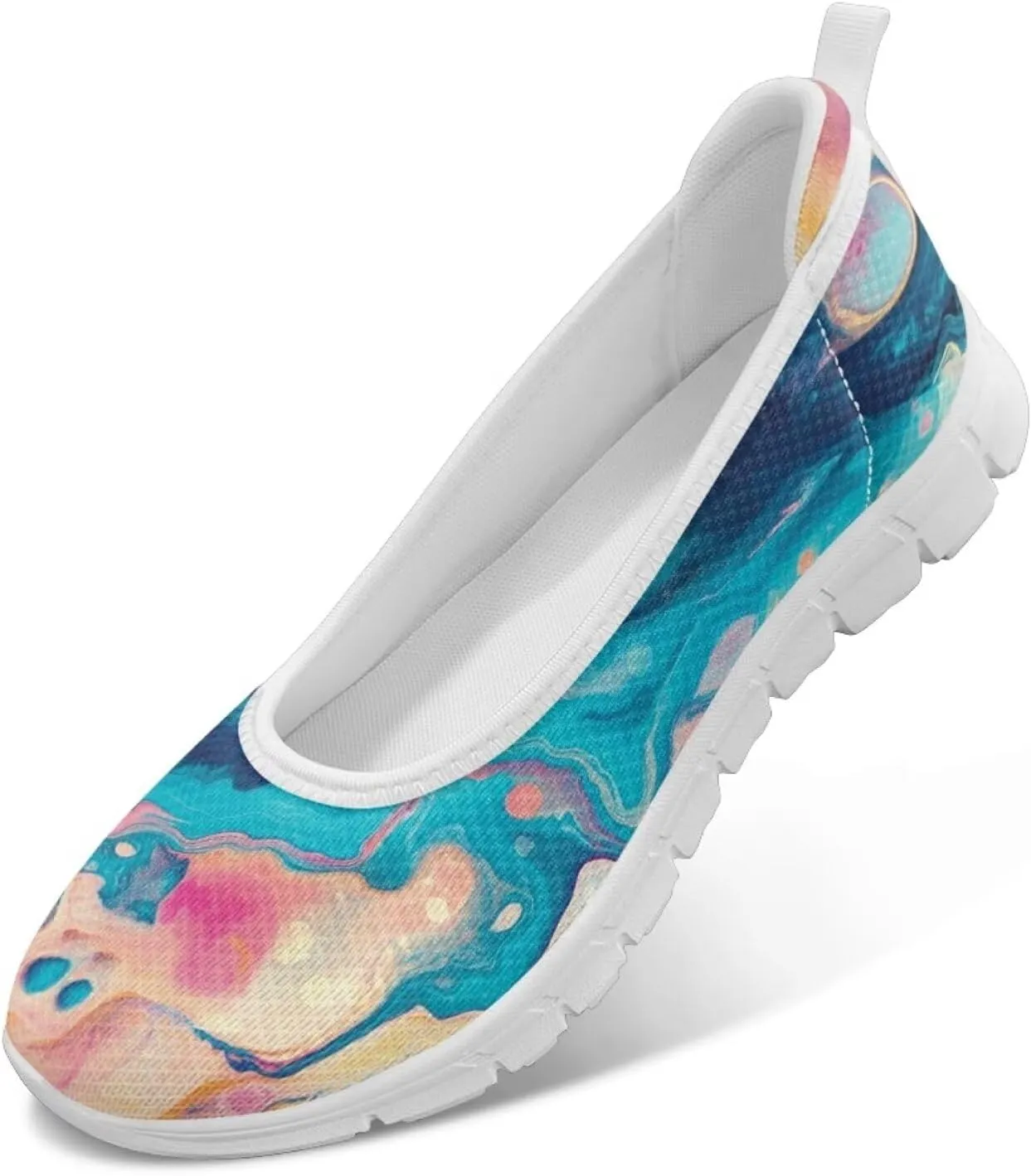 Coloranimal Loafers for Women Flat Shoes Walking Running Shoes Slip On Shoes Mesh Athletic Shoes Lightweight Womens Travel Shoes