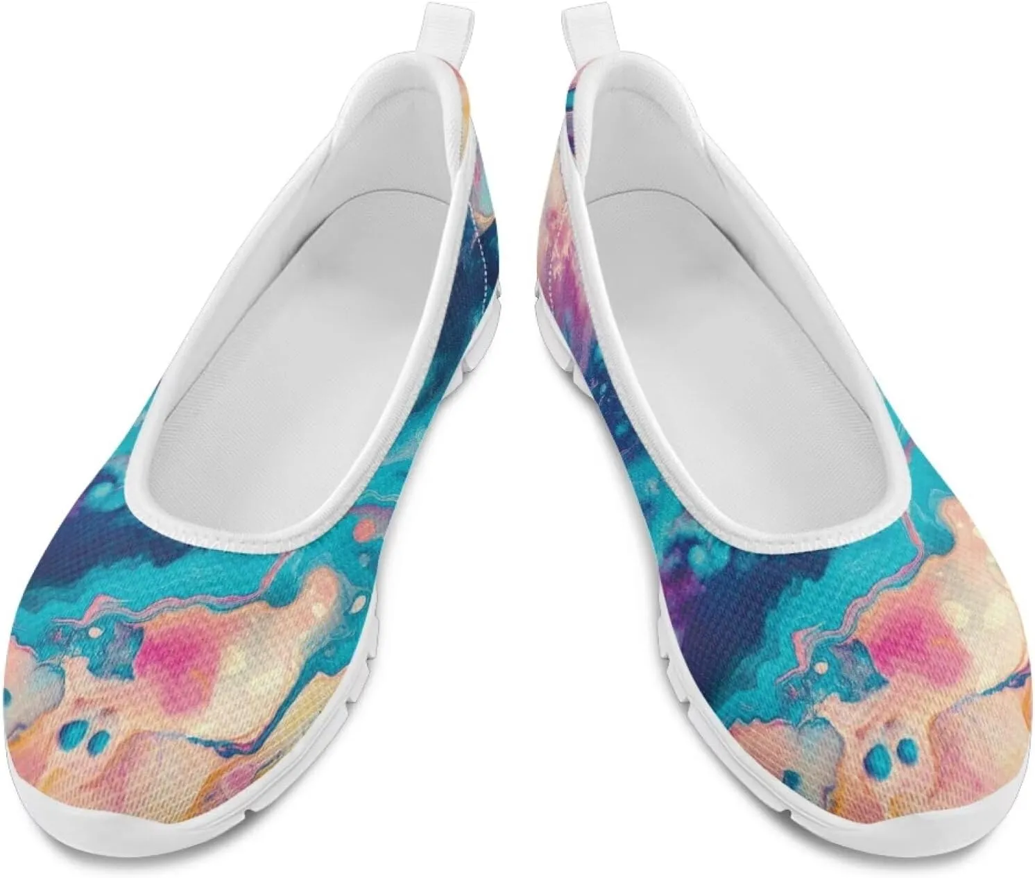 Coloranimal Loafers for Women Flat Shoes Walking Running Shoes Slip On Shoes Mesh Athletic Shoes Lightweight Womens Travel Shoes