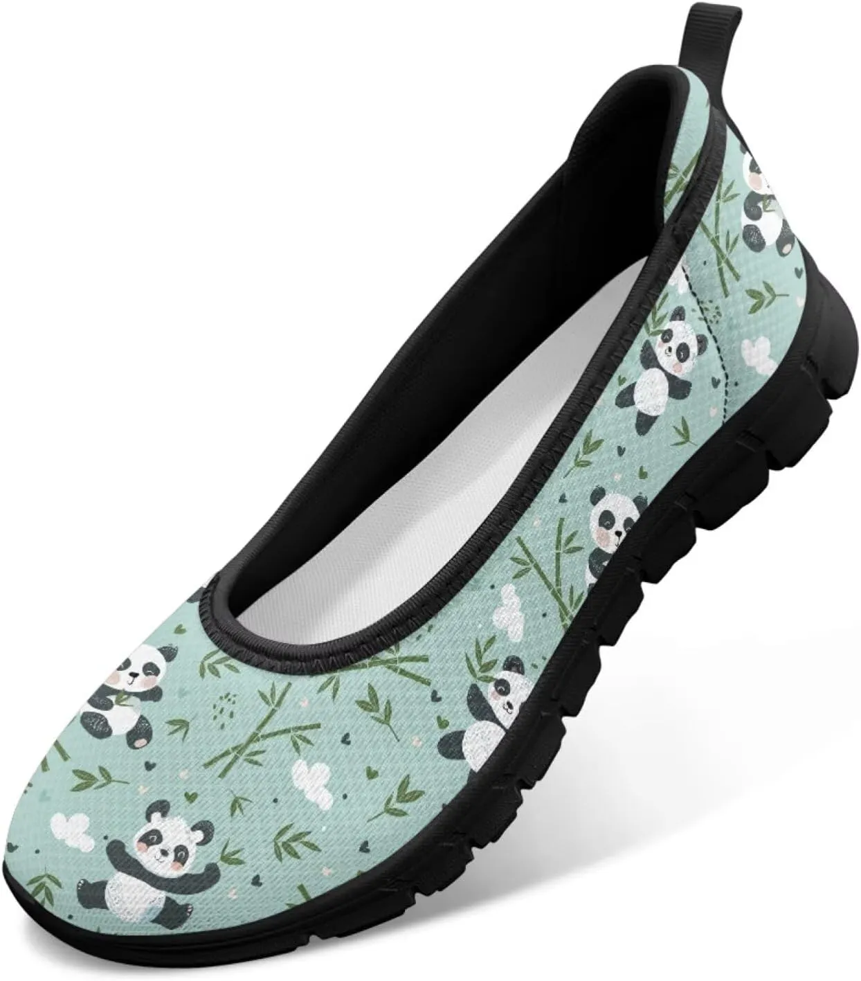 Coloranimal Loafers for Women Mesh Flats Walking Shoes Slip On Flats Tennis Shoes Flats Dress Shoes Fashion Travel Shoes Black Sole