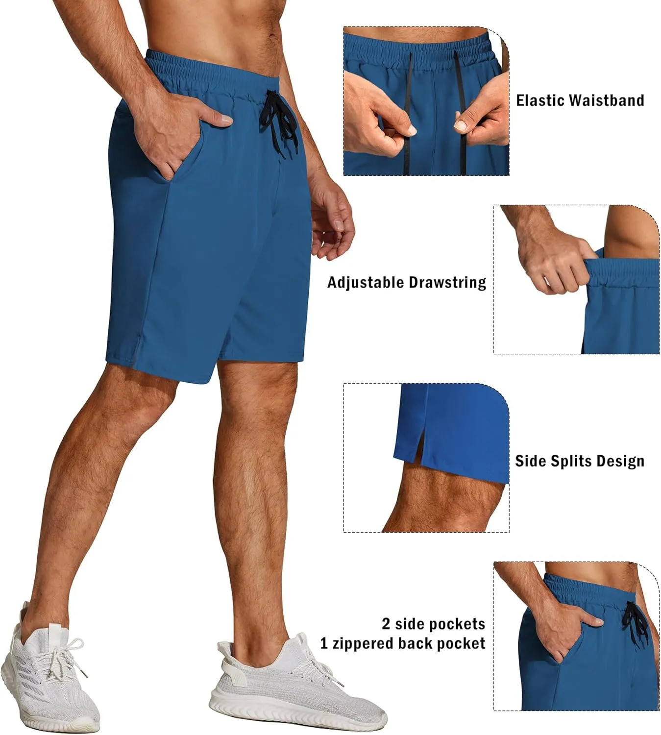 COOFANDY Men's Athletic Running Shorts Quick Dry Lightweight Gym Workout Training Sports Shorts with Pockets