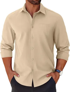 COOFANDY Mens Long Sleeve Button Down Shirts Casual Untucked Shirts for Men Dress Shirts Wedding Shirts