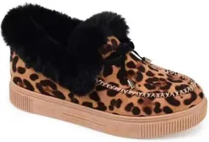 Corashoes Casual Fashion Flat Boots for Women, Kandylane Cute Warm Winter Durable Shoes, Suede Flat, Snow Boots Loafer Platform Shoes Comfortable, Thick Plush Keep Warm Loafer Flats,Leopard print,US:8