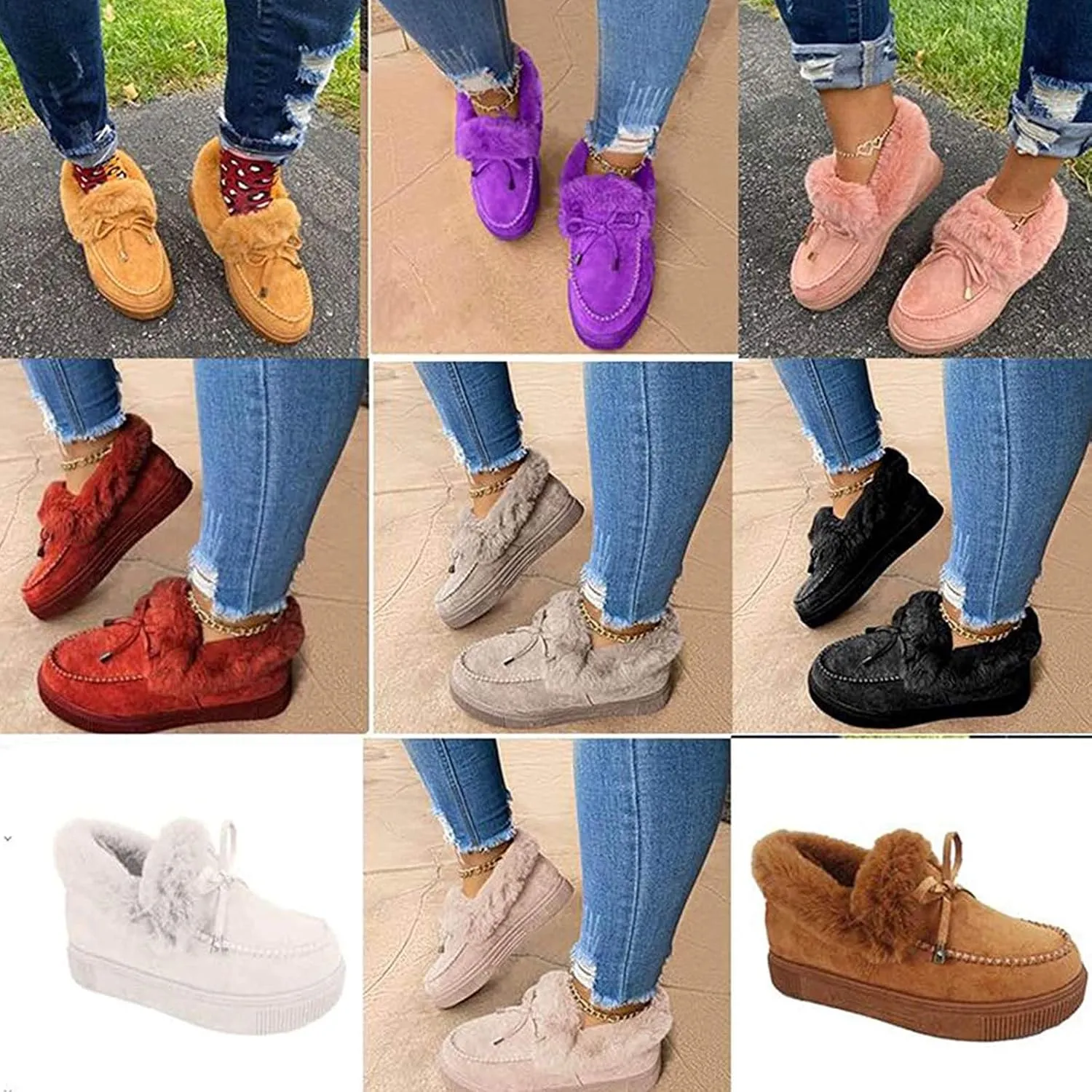 Corashoes Casual Fashion Flat Boots for Women, Kandylane Cute Warm Winter Durable Shoes, Suede Flat, Snow Boots Loafer Platform Shoes Comfortable, Thick Plush Keep Warm Loafer Flats,Leopard print,US:8