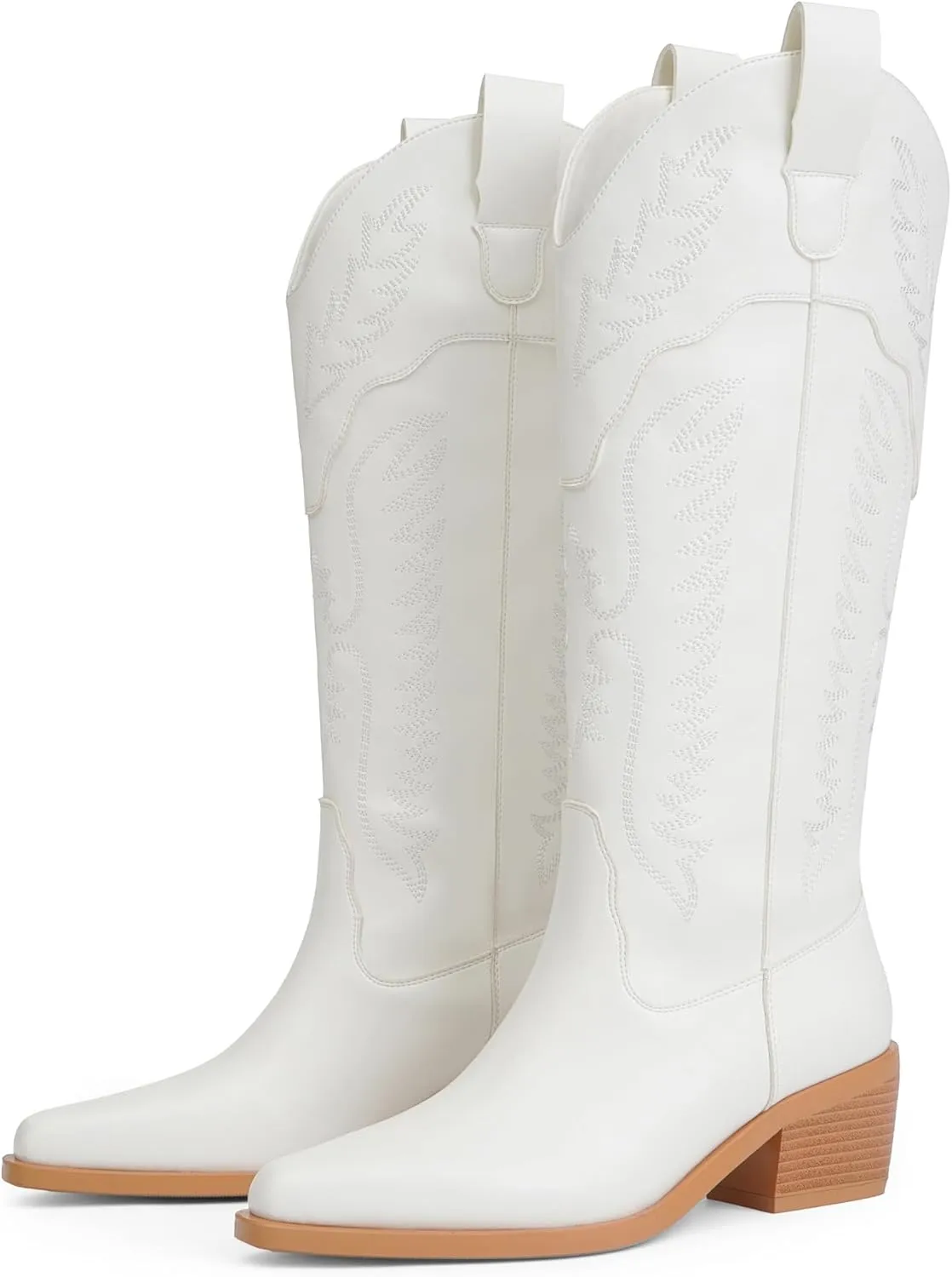Cowboy Boots for Women Mid Calf Womens Cowgirl Boots for Girls Pointed Toe Slip on Chunky Heel Western Boot