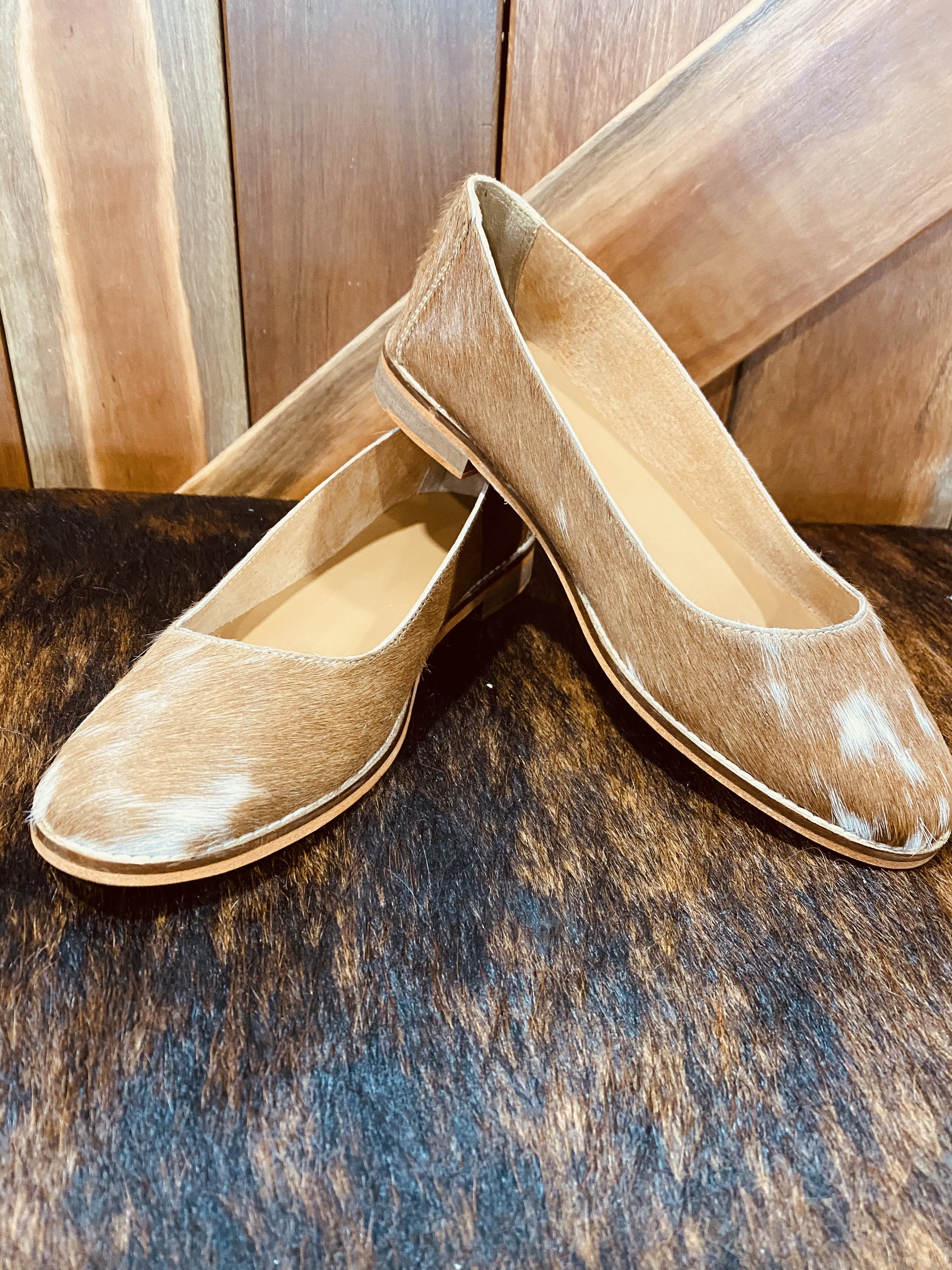 Cowhide Ballerina Flat