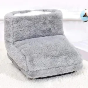 Cozzii Foot Warmer, Cozzii Foot Warmer Cordless, Soft Flannel-Slip Foot Warmer Slippers, Under Desk Foot Warmer for Cold Feet, Electric Foot Warmer Boots for Bed Home (Grey Three-Speed Regulation)