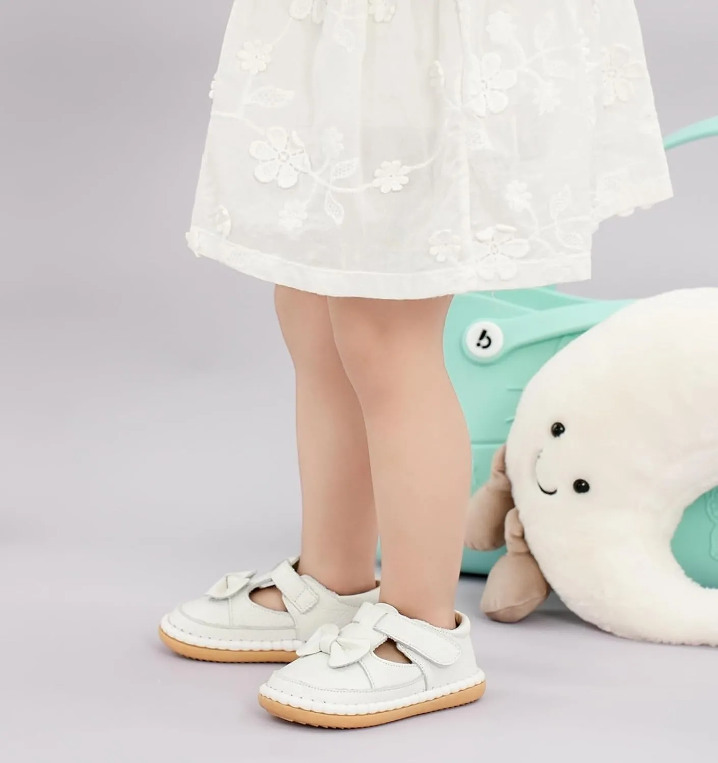 DADAWEN Toddler Girls Leather Lightweight Soft Sole Non-Slip Baby Walking Shoes Cute Bowknot Princess Dress Shoes Flower Girls Mary Jane Flats Party Wedding
