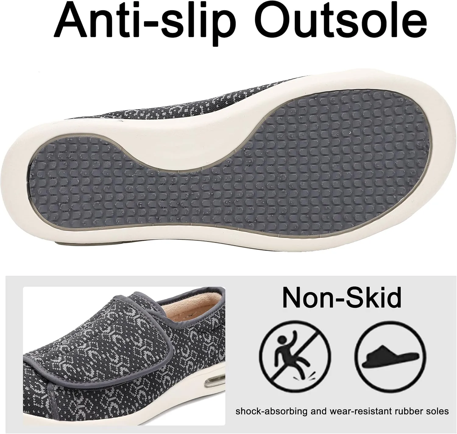 Diabetic Shoes for Women, Women's Wide Width Elderly Shoes, Adjustable Closure Lightweight Breathable, Swollen Feet Walking Edema Sneakers
