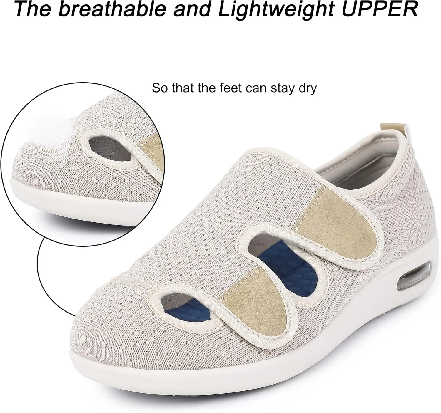 Diabetic Shoes for Women, Women's Wide Width Elderly Shoes, Adjustable Closure Lightweight Breathable, Swollen Feet Walking Edema Sneakers