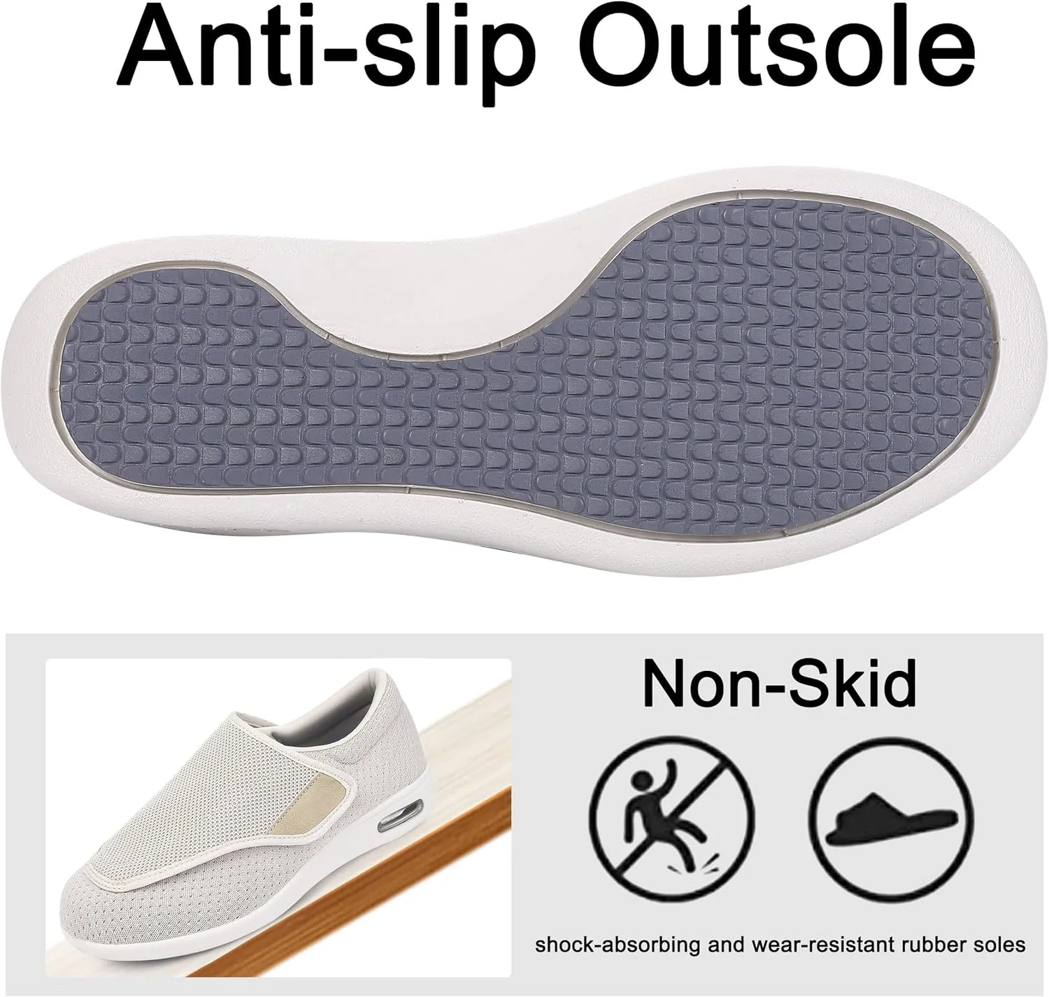 Diabetic Shoes for Women, Women's Wide Width Elderly Shoes, Adjustable Closure Lightweight Breathable, Swollen Feet Walking Edema Sneakers
