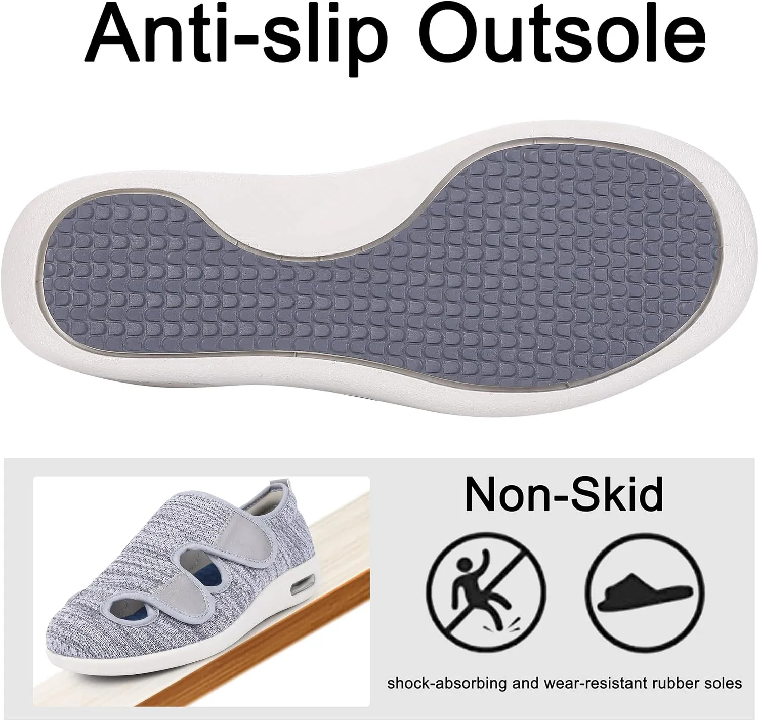 Diabetic Shoes for Women, Women's Wide Width Elderly Shoes, Adjustable Closure Lightweight Breathable, Swollen Feet Walking Edema Sneakers