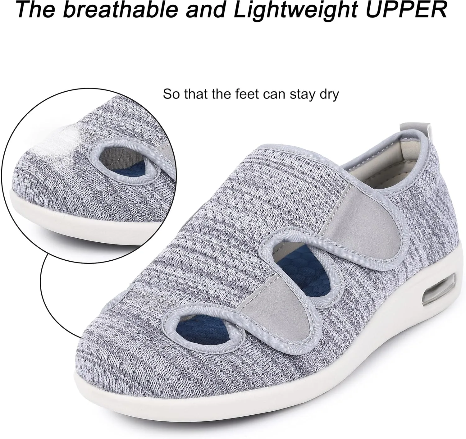 Diabetic Shoes for Women, Women's Wide Width Elderly Shoes, Adjustable Closure Lightweight Breathable, Swollen Feet Walking Edema Sneakers