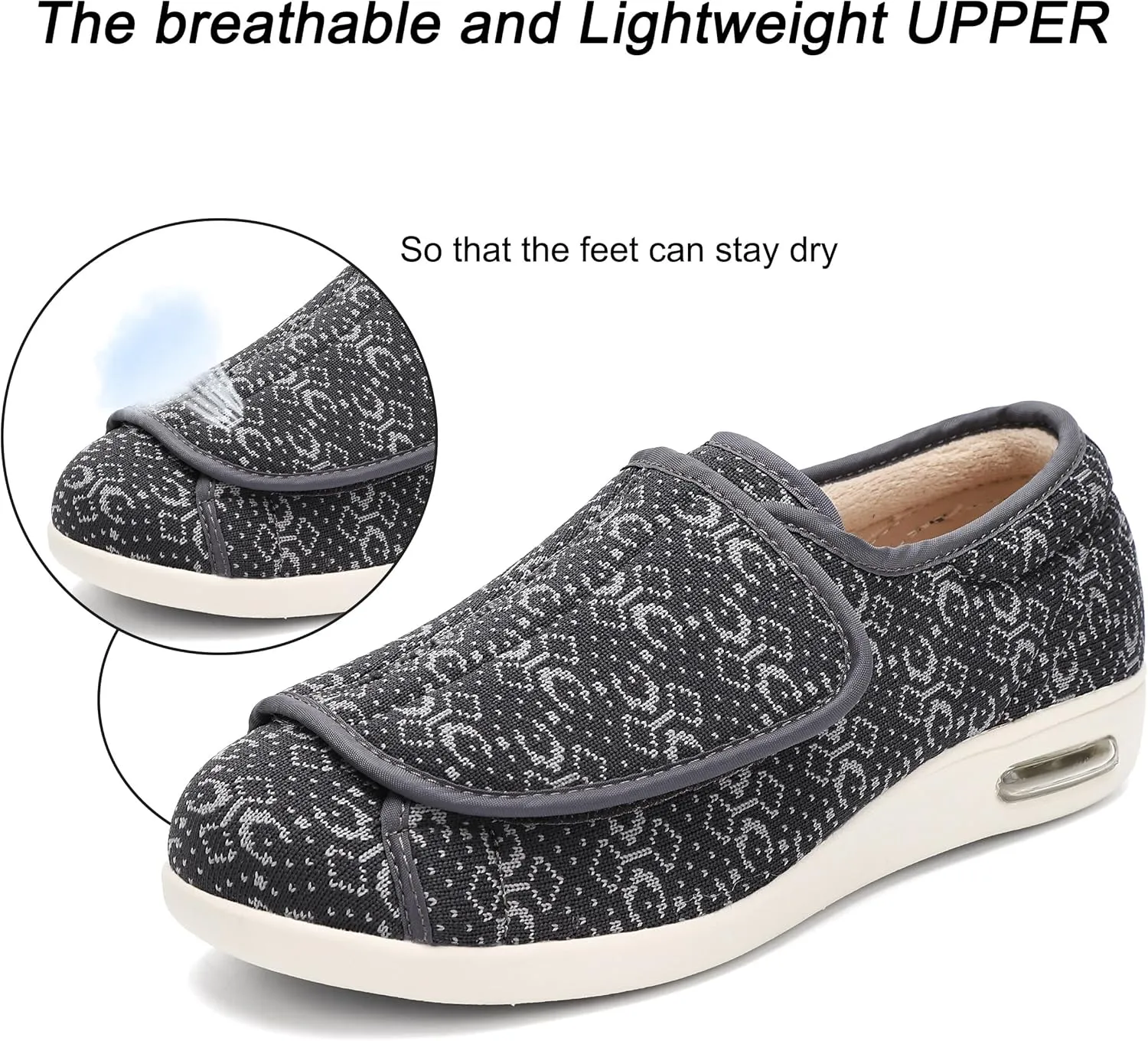 Diabetic Shoes for Women, Women's Wide Width Elderly Shoes, Adjustable Closure Lightweight Breathable, Swollen Feet Walking Edema Sneakers