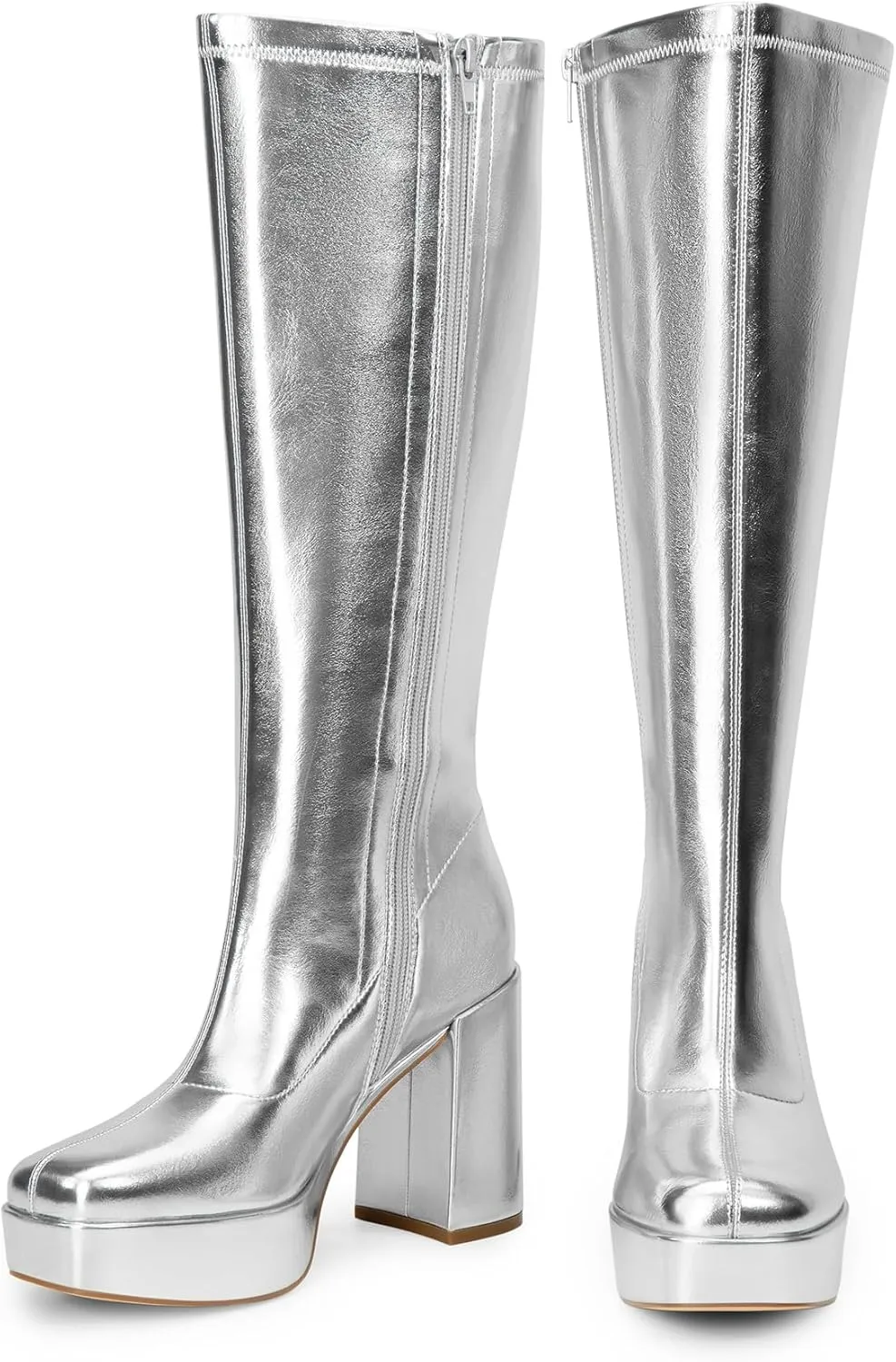 DREAM PAIRS Women's Platform Knee High Boots Chunky Block Heel Side Zipper Cute Gogo Boots