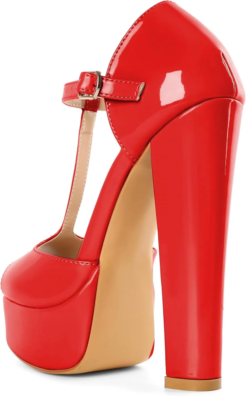 Eldof Women's Platform Chunky High Heels Ankle T Strap Square Peep Toe Sandals Party Dress Casual Shoes 6 Inches