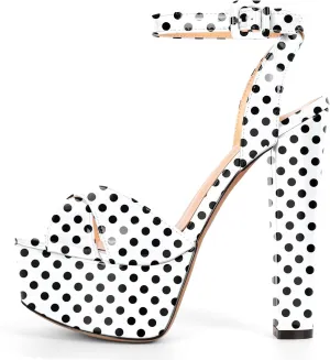 Eldof Women's Platform Sandals Peep Toe Chunky High Heels Ankle Straps Party Dress Casual Shoes 6 Inches