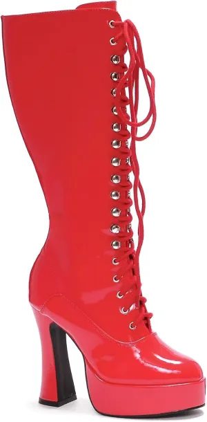 Ellie Shoes Women's Easy 5 Inch Flared Heel Knee High Boots Red 14