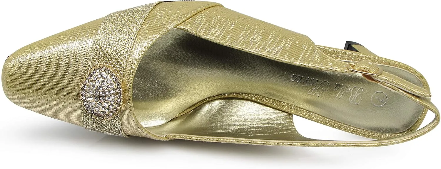 Enzo Romeo cambria02 Women's Wide Width Sling Back Low Heeled Pointy Pumps Sandals Shoes