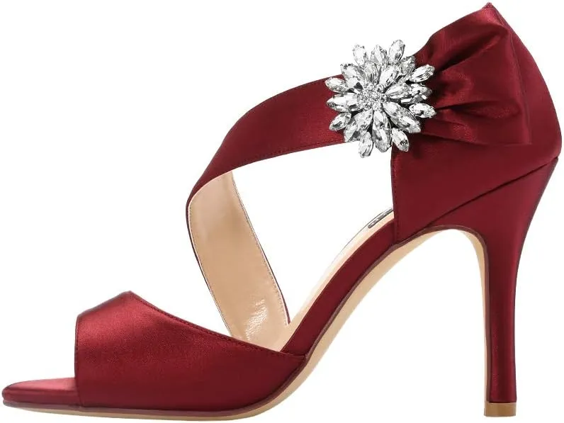 ERIJUNOR High Heel Party Sandals For Woman Open Toe Stiletto Bow Shoes Wedding Evening Dress Shoes for Dancing