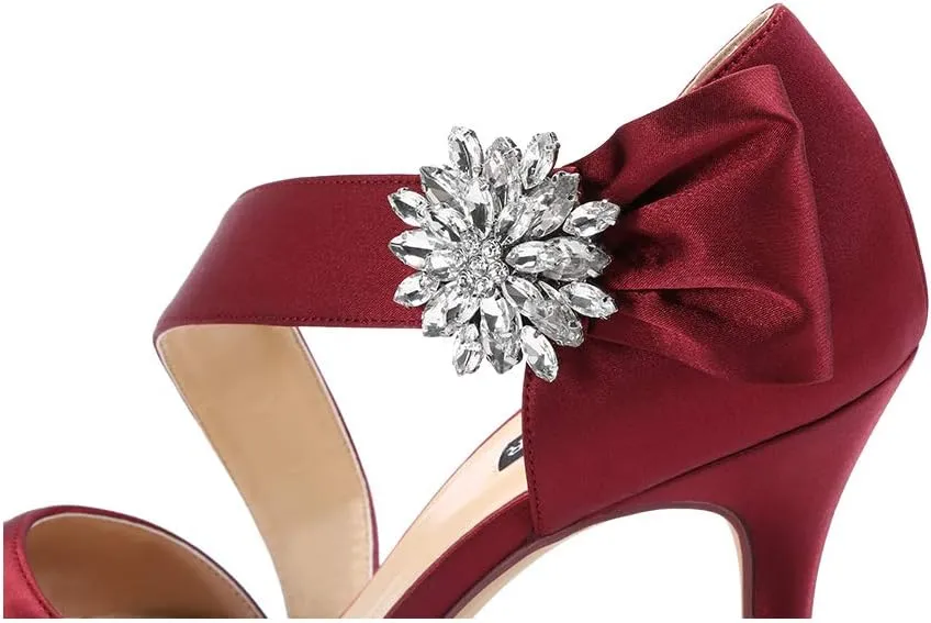 ERIJUNOR High Heel Party Sandals For Woman Open Toe Stiletto Bow Shoes Wedding Evening Dress Shoes for Dancing
