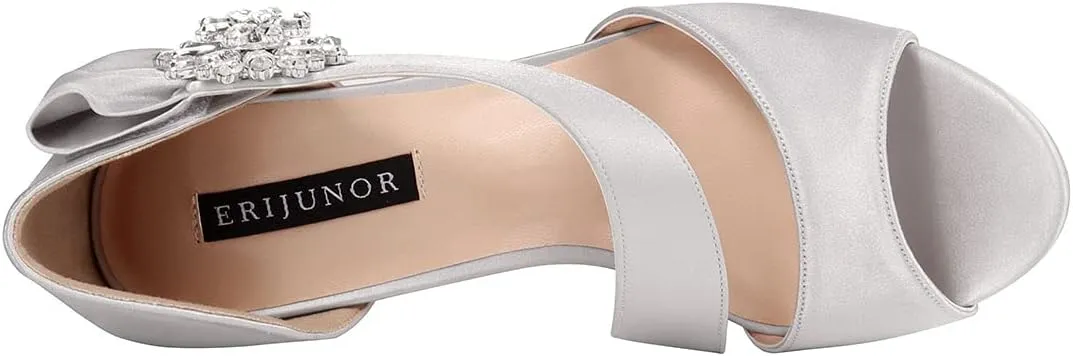 ERIJUNOR High Heel Party Sandals For Woman Open Toe Stiletto Bow Shoes Wedding Evening Dress Shoes for Dancing