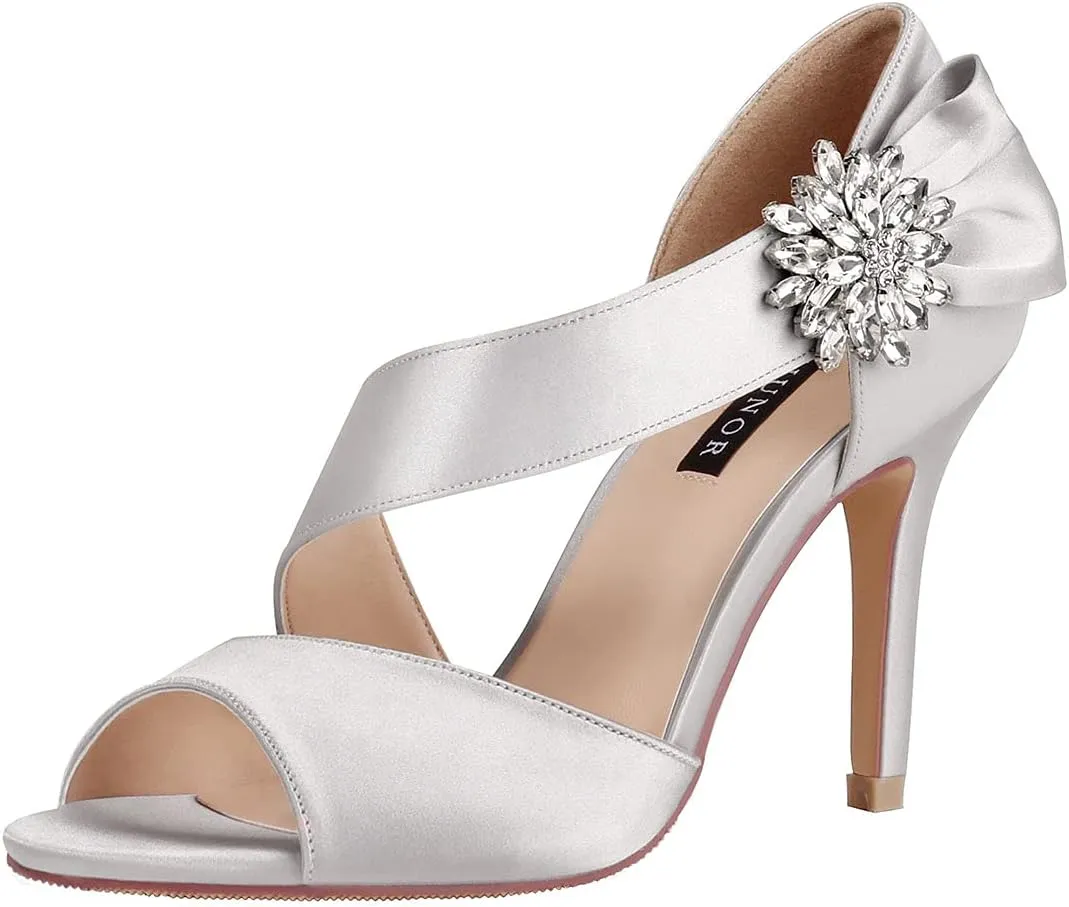 ERIJUNOR High Heel Party Sandals For Woman Open Toe Stiletto Bow Shoes Wedding Evening Dress Shoes for Dancing