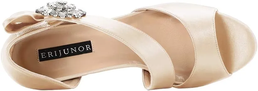 ERIJUNOR High Heel Party Sandals For Woman Open Toe Stiletto Bow Shoes Wedding Evening Dress Shoes for Dancing