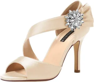 ERIJUNOR High Heel Party Sandals For Woman Open Toe Stiletto Bow Shoes Wedding Evening Dress Shoes for Dancing