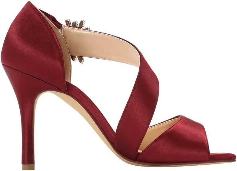 ERIJUNOR High Heel Party Sandals For Woman Open Toe Stiletto Bow Shoes Wedding Evening Dress Shoes for Dancing