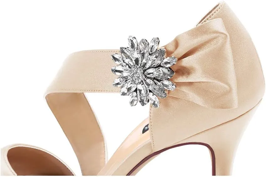 ERIJUNOR High Heel Party Sandals For Woman Open Toe Stiletto Bow Shoes Wedding Evening Dress Shoes for Dancing
