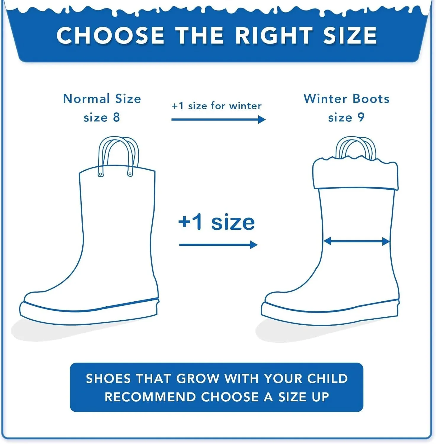 EUXTERPA Toddler Kids Light Up/Solid Color Rain Boots Waterproof Warm Fleece Lined Boots for Boys Girls Winter Snow Boots