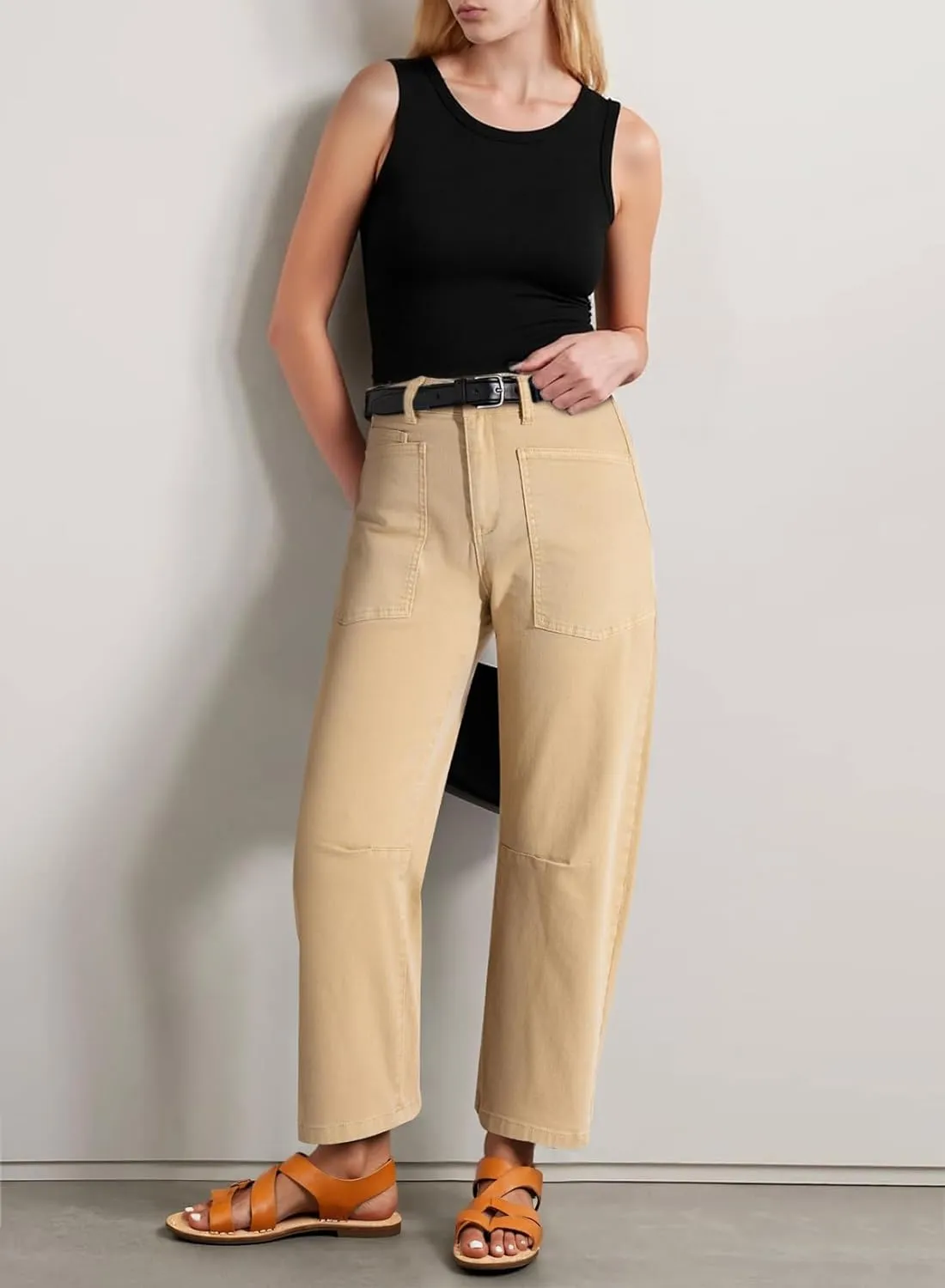 EVALESS Womens Baggy Barrel Jeans High Waisted Wide Leg Boyfriend Denim Ankle Pants