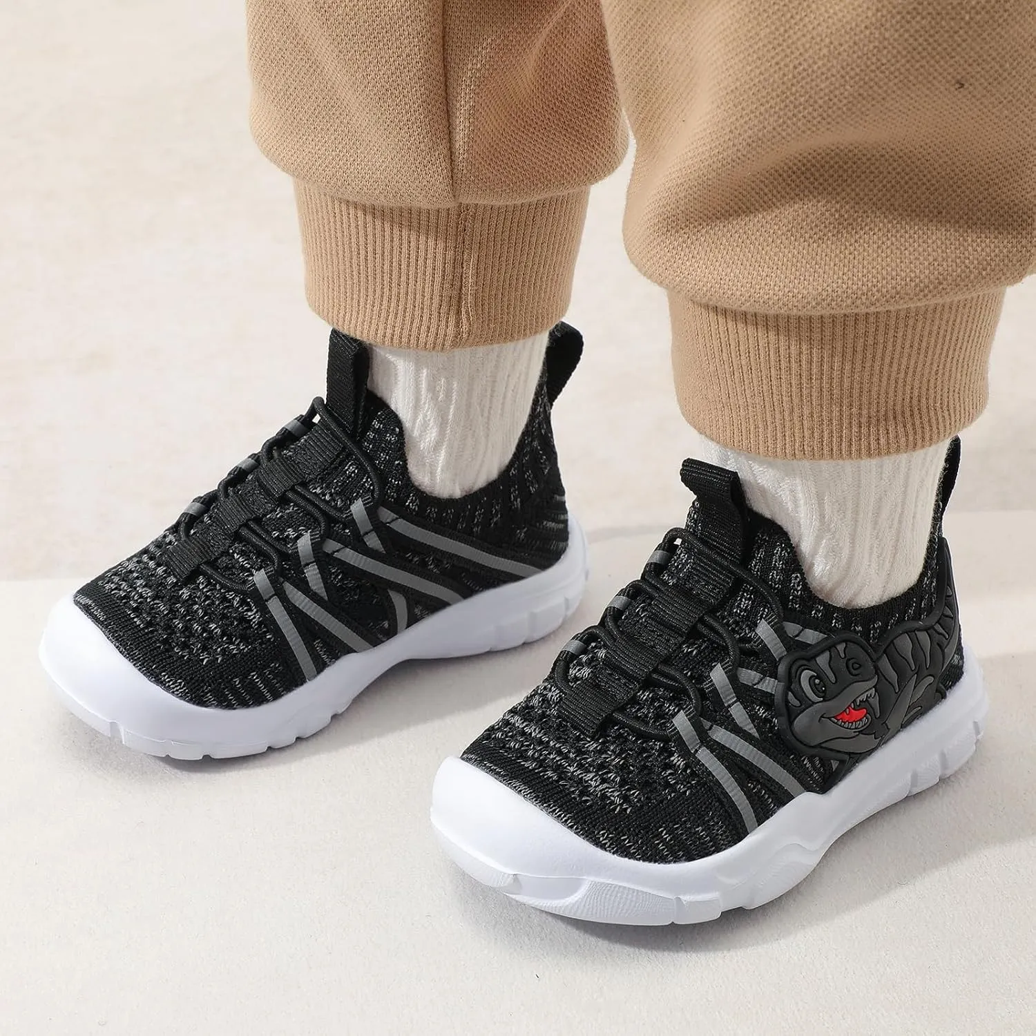 FEETCITY Toddler Shoes Boys Girls Walking Shoes Toddler Slip On Shoes Wide Kids Tennis Shoes Lightweight Toddler Dinosaur Shoes Baby Sneakers