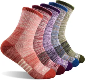 FEIDEER Women's Hiking Walking Socks, Multi-pack Outdoor Recreation Socks Wicking Cushion Crew Socks