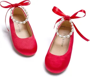 Felix & Flora Girls Toddler Little Ballet Shoes - Flower Girls Mary Jane Flats Dress Shoes Party Wedding