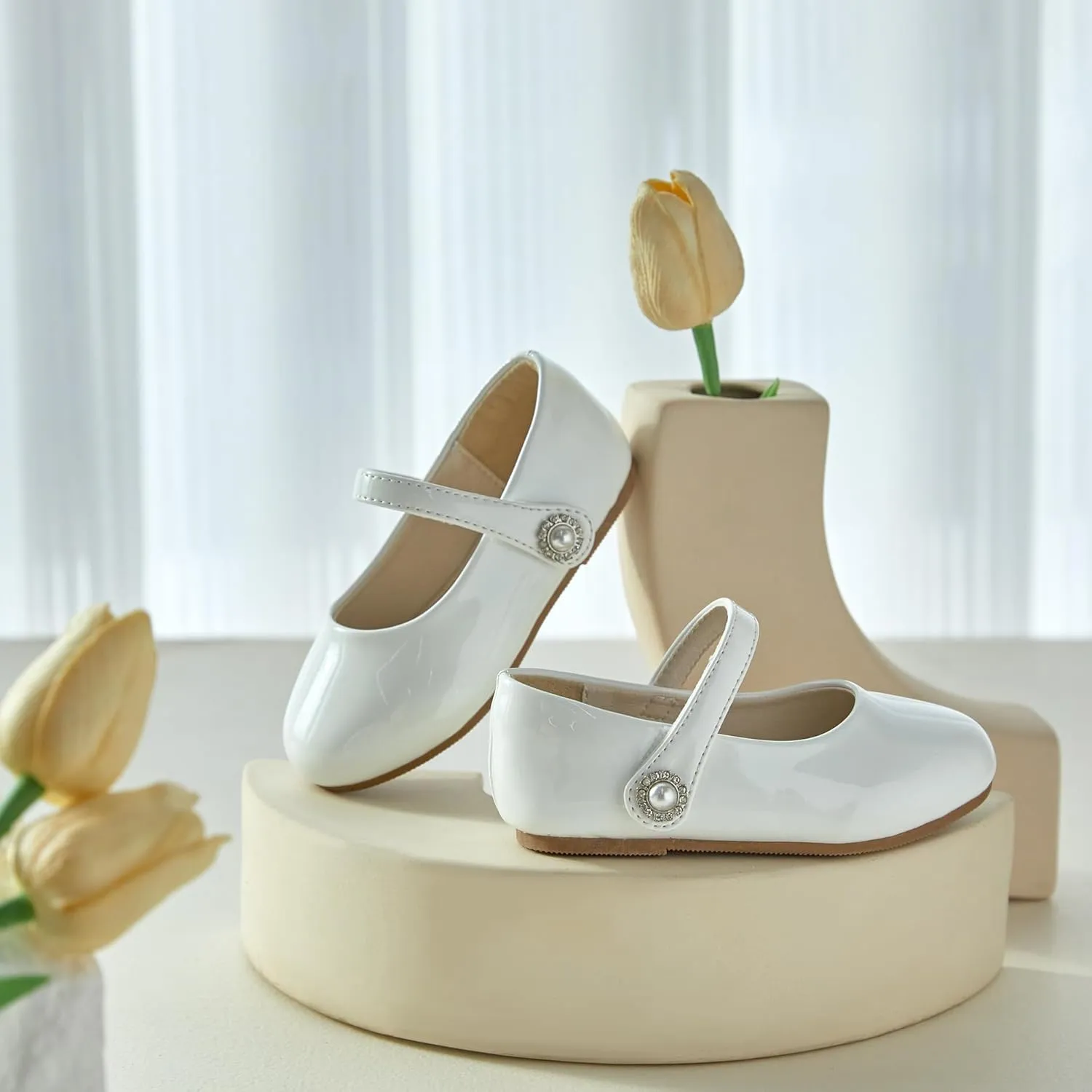 Felix & Flora Girls Toddler Little Ballet Shoes - Flower Girls Mary Jane Flats Dress Shoes Party Wedding