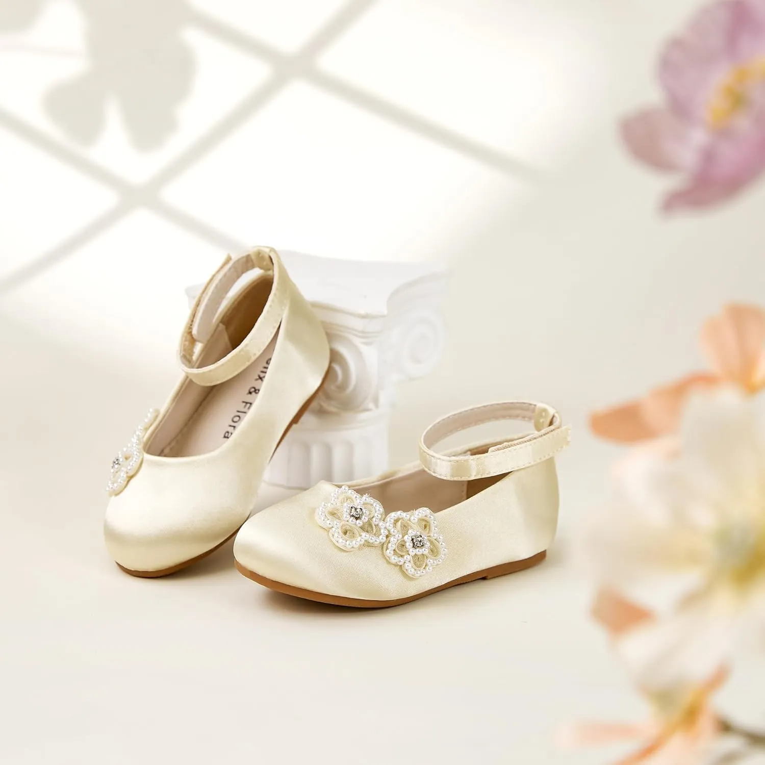 Felix & Flora Girls Toddler Little Ballet Shoes - Flower Girls Mary Jane Flats Dress Shoes Party Wedding