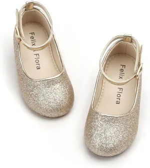 Felix & Flora Girls Toddler Little Ballet Shoes - Flower Girls Mary Jane Flats Dress Shoes Party Wedding