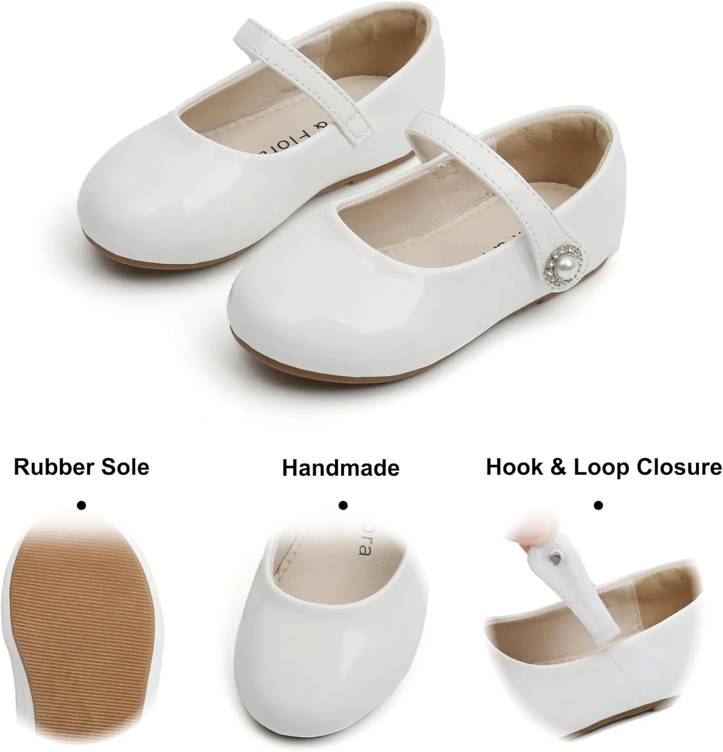Felix & Flora Girls Toddler Little Ballet Shoes - Flower Girls Mary Jane Flats Dress Shoes Party Wedding