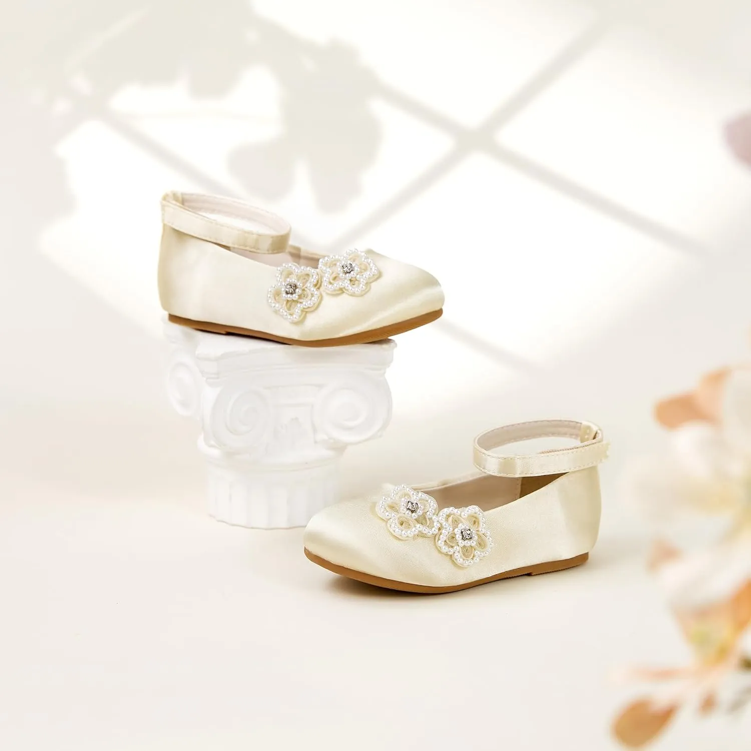 Felix & Flora Girls Toddler Little Ballet Shoes - Flower Girls Mary Jane Flats Dress Shoes Party Wedding