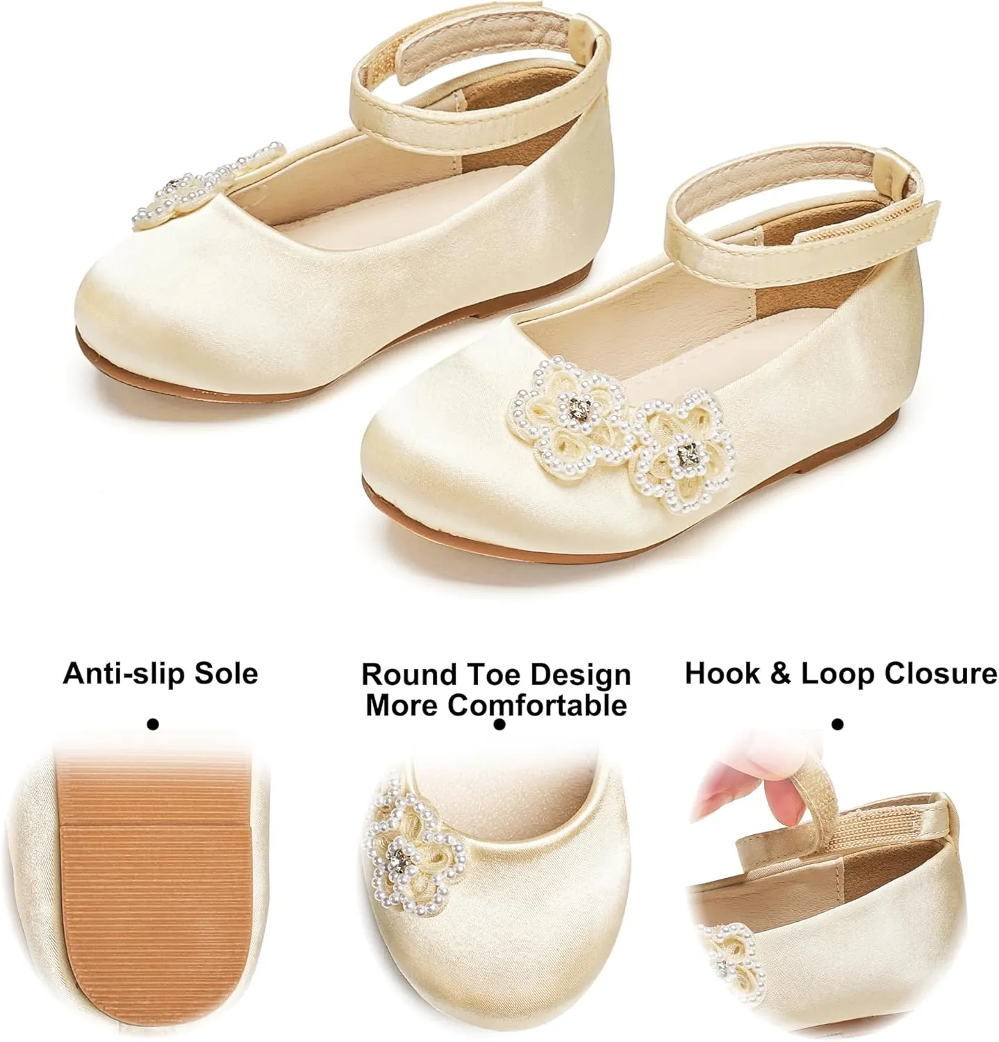 Felix & Flora Girls Toddler Little Ballet Shoes - Flower Girls Mary Jane Flats Dress Shoes Party Wedding