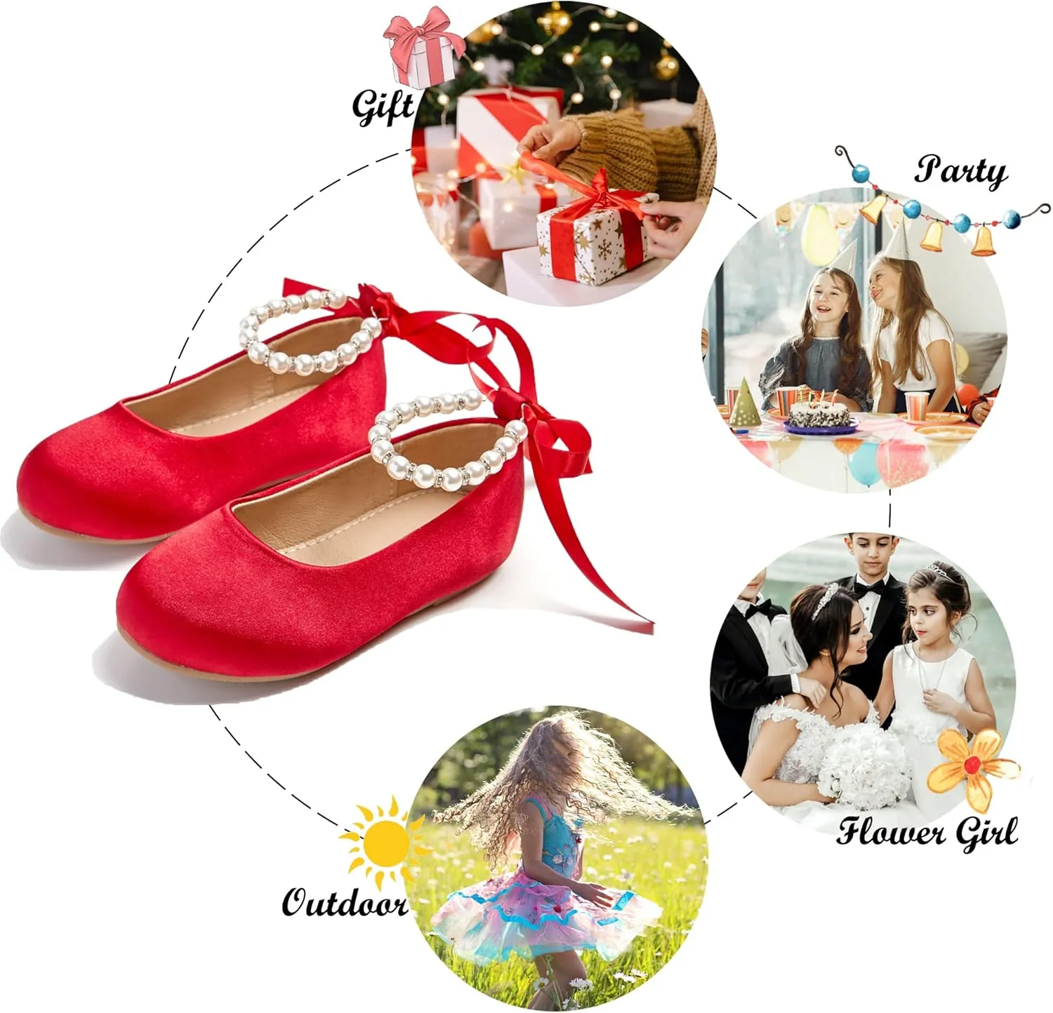 Felix & Flora Girls Toddler Little Ballet Shoes - Flower Girls Mary Jane Flats Dress Shoes Party Wedding