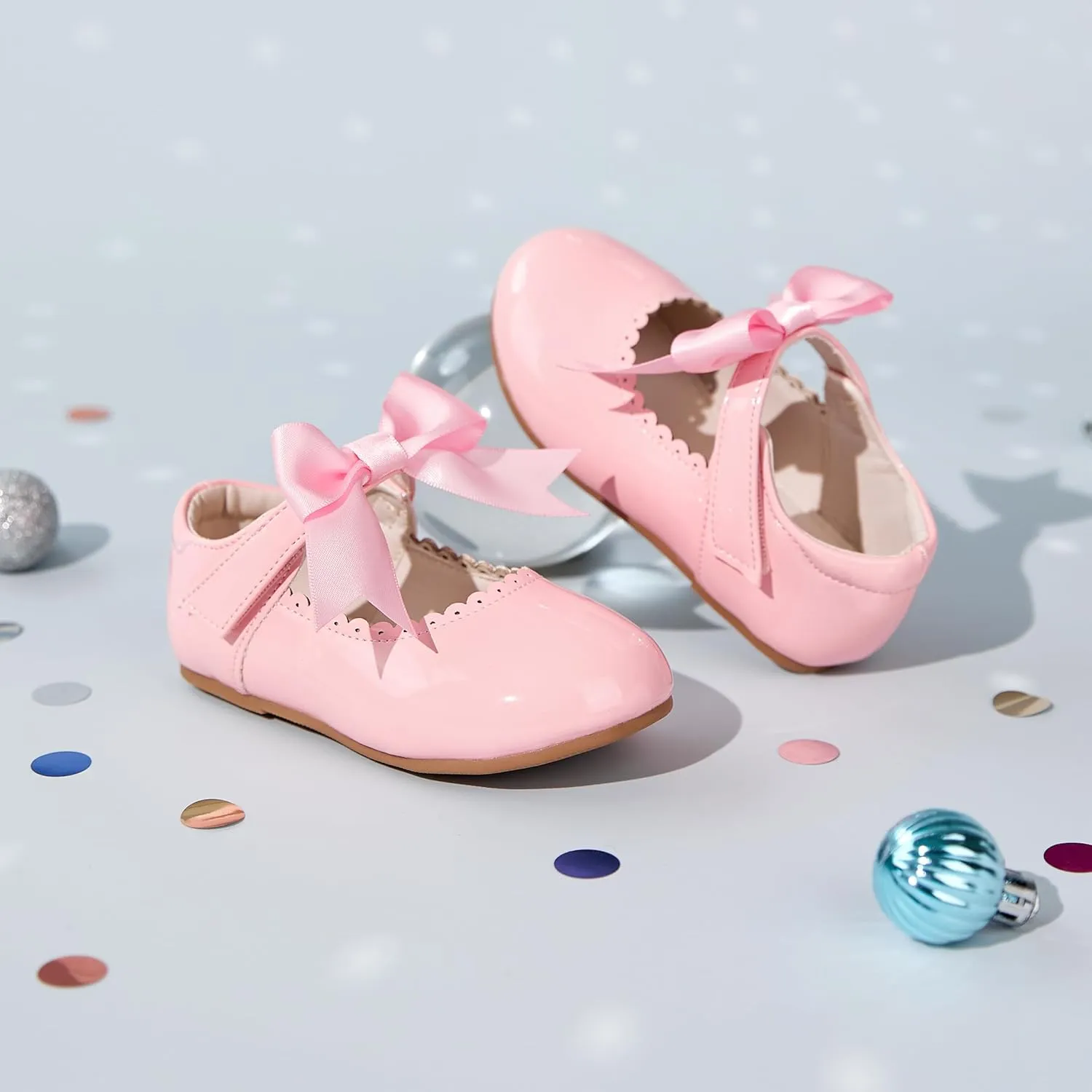 Felix & Flora Toddler Flower Girl Dress Shoes - Girl Ballet Flats Party School Shoes Wedding