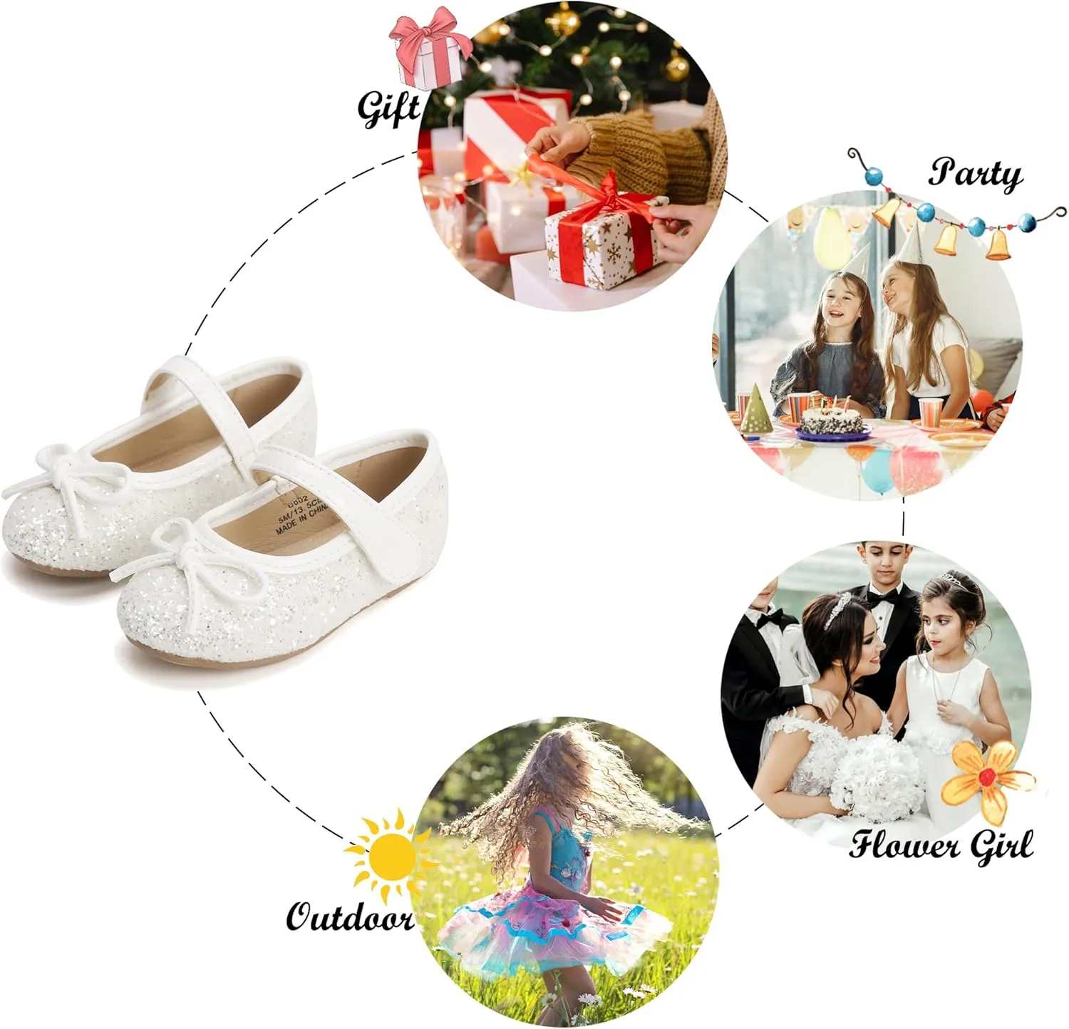 Felix & Flora Toddler Flower Girl Dress Shoes - Girl Ballet Flats Party School Shoes Wedding