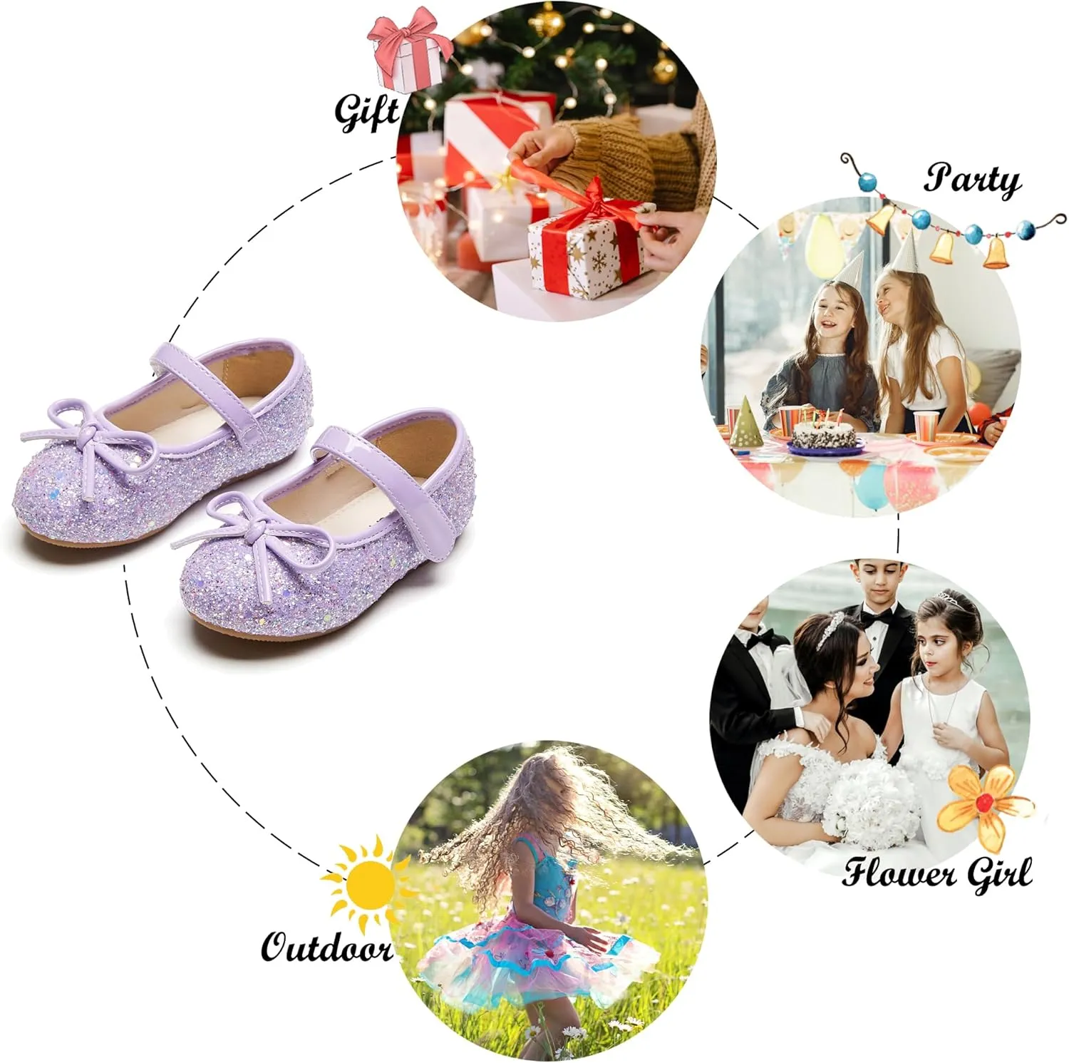 Felix & Flora Toddler Flower Girl Dress Shoes - Girl Ballet Flats Party School Shoes Wedding