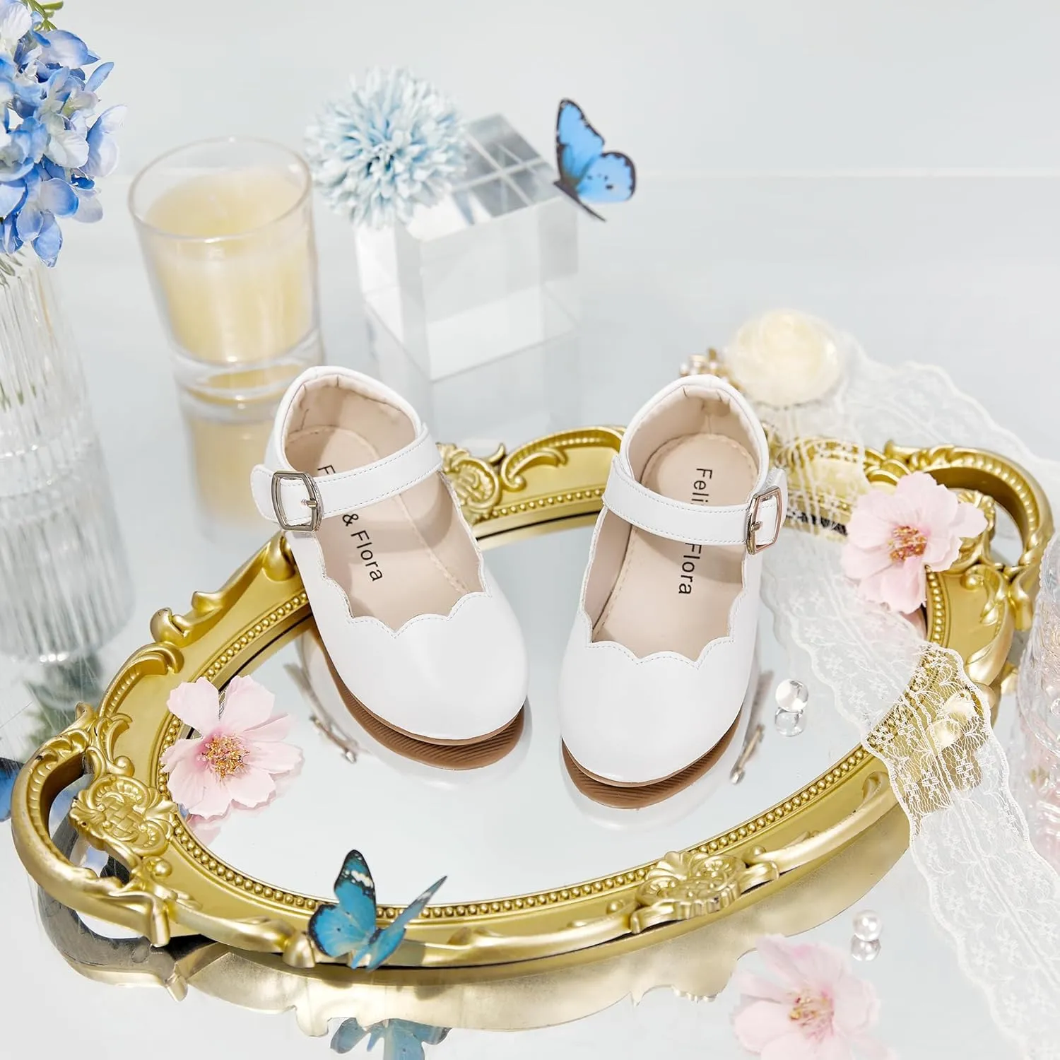 Felix & Flora Toddler Flower Girl Dress Shoes - Girl Ballet Flats Party School Shoes Wedding
