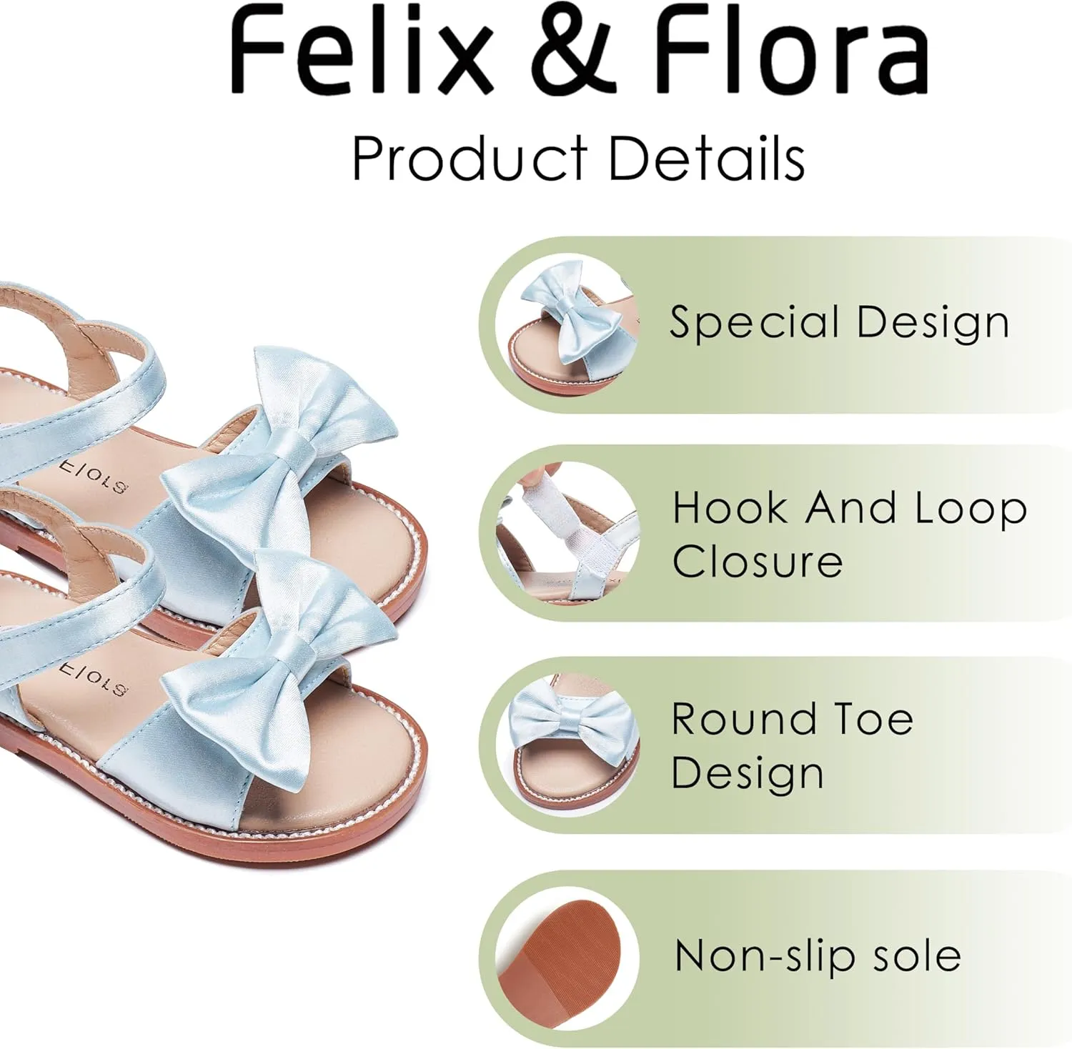 Felix & Flora Toddler Girl Sandals - Flower Girl Dress Shoes Open Toe Little Kid Summer Flats